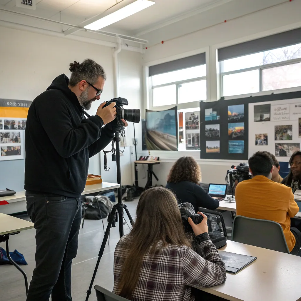 Instructor teaching a photography class